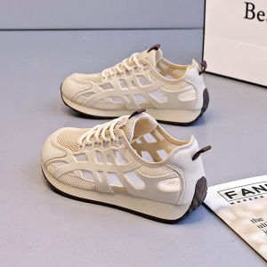 Free Shipping Hollow-Out Mesh Sneakers 2026 New Summer Collection Breathable Mesh WomenS Summer Athletic Shoes Thick-Soled Height-Increasing White Sneakers