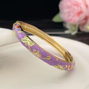 KAWAIIR Double Bangle Chinese Cloisonne Bracelet Enamel Traditional Peony Filigree Flower Bangle Handicraft Ethnic Womens Hand Bracelet Gifts for Women Girl