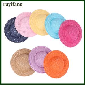 ruyifang 5ชิ้นหมวกฟางสานมือตุ๊กตาหมวกมินิสีสันสดใสอุปกรณ์ตกแต่งบ้านตุ๊กตาสำหรับเด็กเล่นของเล่นจำลอง