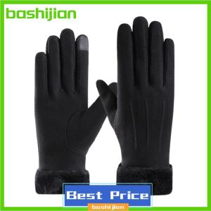 bashijian ถุงมือหนังกลับให้ความอบอุ่นในฤดูใบไม้ร่วงฤดูหนาวพร้อมถุงมือผ้ากำมะหยี่หนาสำหรับตกแต่งถุงมือขี่สกีสำหรับกลางแจ้งแบบสัมผัส