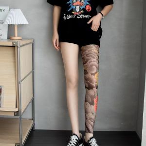 NAMSHEVA Fake Tattoo Womens Printed Tights Perspective Leggings Female Stockings Mesh High Pantyhose Summer