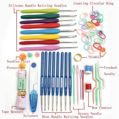 100pcs Crochet Hook Set Yarn Knitting Needles Sewing Tools Full Set DIY Crochet Craft Tools