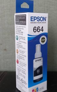 Epson T664100 Black สีดำแท้ศูนย์ของใหม่คุณภาพ100% 70ccModels : L100/ 110/ 120/ 200/ 210/ 220/ 300/ 310/ 350/ 355/ 360/ 365/ 380/ 385/ 455/ 485/ 550/ 555/ 565/ 1300 (Tank)