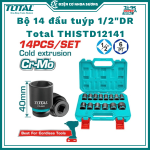 Bộ 14 đầu tuýp 1/2"DR Total thép Cr-Mo THISTD12141 - Hàng chính hãng