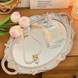 xpkQ Palace Style Retro Makeup Mirrors Embossed Vanity Mirror Desktop Jewelry Storage Display Trays Multifunctional Practical Mirror R6P8Q
