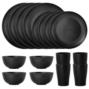JIJI.SG Cosima 16-Piece Dinnerware Set Wheat Straw Tableware Plate Bowl Cup