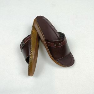 Dép nam bản ngang nhỏ da bò thật đế doctor đế 3cm may viền đế lõm ôm chân