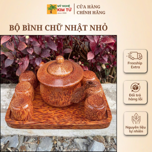 Bộ Khay Trà Gỗ Dừa Mẫu Chữ Nhật Nhỏ Phù Hợp Trà Đạo Trang Trí Bàn Trà Thiết Kế Sang Trọng Dùng Biếu Tặng - KIM TỨ