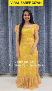 [PRE ORDER] Heavy Georgette with Digital Print Saree Gown ~ Delivery Lead Time : 10 days