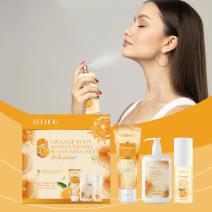 EELHOE Orange Body Moisturizing Set Moisturizing Lotion Perfume Spray Freshening Brightening Cleaning Moisturizing Hydrating Nourishing Aromatic Skin-Care Set