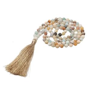 Meditation Necklace with 108 Prayer Beads Long Tassels Yoga Jewelry Mindfulness Necklace for Men or Women