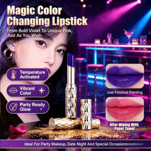 Womens Blue Magic Color-Changing Lipstick Waterproof Temperature Change Color Lip Moisturizing Lip Gloss Long Lasting Nutritious Lip Balm