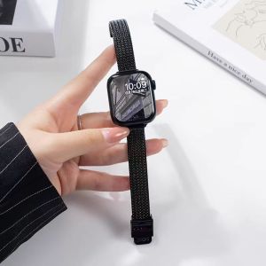 [ｈｏｔ] Suitable for iwatch11 Womens watch with stainless steel wheat ear metal magnetic clasp applewatch Strap