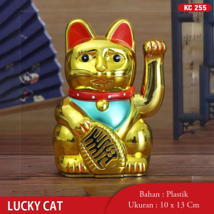 Pajangan Kucing Hoki Koin Emas Baterai Hiasan Patung Kucing Pemanggil Rejeki Lucky Cat Maneki Neko