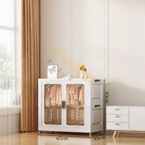 Lemari Pakaian Besar Lemari Baju Wardrobe Pintu Transparan Multifungsi Lemari Baju Bayi Plastik Lemari Pakaian 195CM