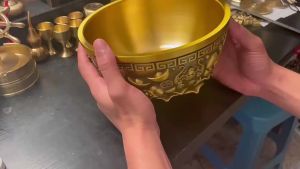 Brass Blessing Treasure Bowl home office fengshui Wealth Protection Decor Fortune bowl Treasure Pot