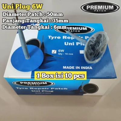UniPlug 6W PREMIUM 1 Box isi 10 Pcs - Karet Tambal Ban Payung - BESTPATCH PREMIUM