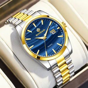 LIGE Men Watches Original BANGWEI Quartz Watch Calendar Luminous Waterproof Steel Band Wristwatch + Box