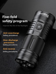 SUPERFIRE Emergency Lights Heavy Duty Flashlight Rechargeable Ultra-bright Long-Range 8000mAh Strong Light High-Power Large-Capacity Outdoor LED Searchlight M6