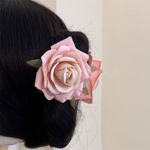 QIWANBA19 Peony Flower Flower Hair Claw Ponytail Clip Cloth Large Shark Clip Creative Headdress Rose Hair Clip Girl