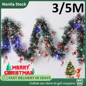 QUIVLOX LED Light Christmas Garland Tinsel Ribbons Xmas Tree Hanging Ornaments Wreath Ribbon Holiday Home Party Decoration