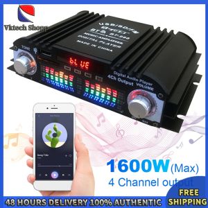 Vktech Car Audio Amplifier 1600W Peak Power with Bluetooth FM USB for Premium Sound Quality in Cars