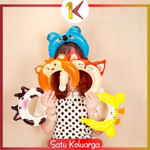 SK-C593 Bando Balon Foil Anak Karakter Hewan Lucu / Bendo Balon Latex Dekorasi Ulang Tahun Animal