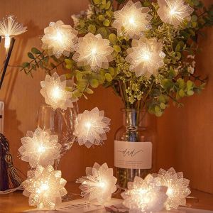 DFJET Flash Fiber Optic Flower String Lights Battery Powered LED Christmas Tree Flower Lights Night Lights 1.5M/3M Fairy Lamps Home