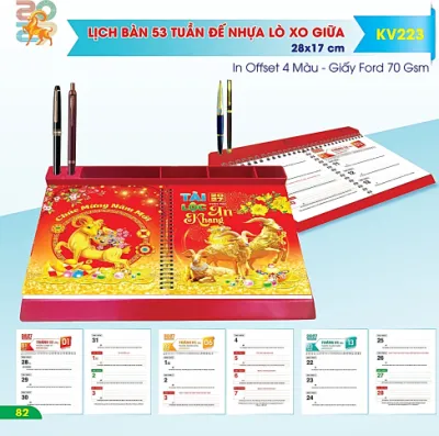 Lịch 2027 - Lịch để bàn 53 tuần đế nhựa KT: (13x28) & (17x28) - LỊCH TẾT 2027