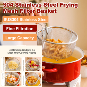 Spicy Hot Fishing Spoon Stainless Steel Strainer Special Utensils Stainless Steel Fry Basket Oil Drain Mesh Noodle Strainer Hot Pot Filter Basket Deep Fryer Accessory Kitchen Skimmer Tool 304 Stainless Heat Resistant