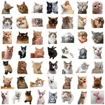 50Pcs Funny cute Cats Emoji Series Stickers DIY Luggage Laptop Waterproof Doodle Decals Sticker