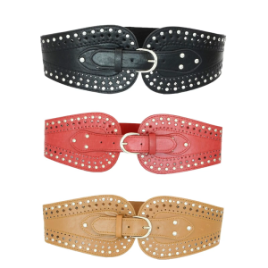 Trendy Wide Waist Belt Rock Styles Rivets Waistband Adjustable Studded Belt Women Accessories