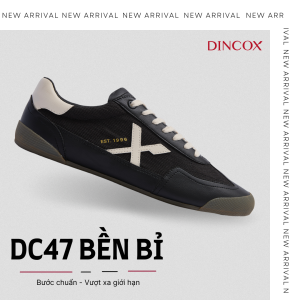 Giày Nam Sneaker Dincox DC47 BLACK/BEIGE Micro Suede Kết Hợp Canvas Shoes Đế Bằng Bền Và Nhẹ Hơn
