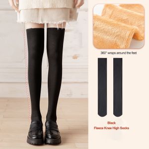 1 Pair Womens Winter Warm Snow Socks Thick Soft Fluffy Windproof Knee High Socks High Elasticity Anti Slip Outdoor Warm Socks