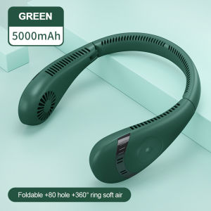 Foldable Hanging Neck Fan 5000mAh Mini Portable USB Rechargeable Bladeless 360 Degree Angle Adjustable Air Conditioning Fan Mute Neckband Fans Outdoor