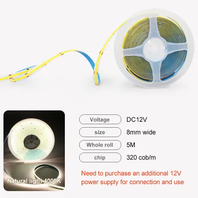 DC12V/24V COB LED Strip Lights Ultra-Bright Warm & Cool White Essential for Living Room & Store Decoration