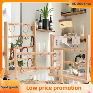 ✨QK shop✨ Wooden Jewelry Display Stand Necklace Bracelet Key Holder Hook Storage Rack Earring Pin Brooch Holder Stand Organizer