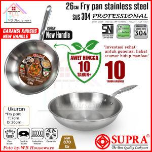 SUPRA New Panci fry pan 26cm stainless SUS 304 professional series / semi stir wok / wajan penggorengan