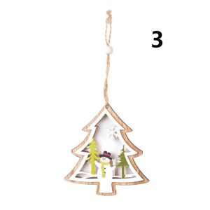 YESHE Party Decor Santa Claus Gift Christmas Tree Pendant Snowman Snowflake Elk Wood Hanging Xmas Ornament