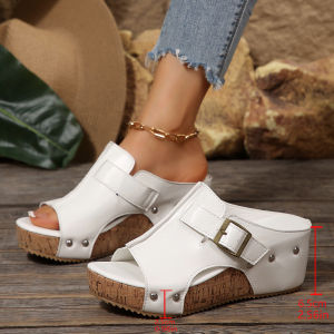 Large Size Wedge Sandals 2025 Summer New Thick-Soled Casual Comfortable WomenS Peep-Toe Platform Sandals