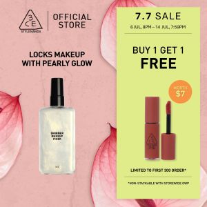 3CE Shimmer Makeup Fixer blurs appearance of pores locks in makeup for all-day smooth fresh radiant flawless look