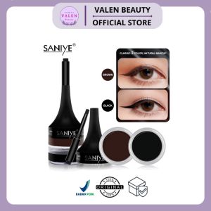 SANIYE (M208) Eyeliner Gel 2 Warna Tahan Lama Eyeliner With Brush Waterproof Kosmetik
