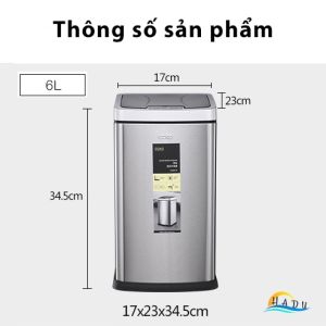 Thùng Rác Inox 420 Tự Động 6L – Cảm Biến Siêu Nhạy Đèn LED Hiển Thị Tiện Lợi và An Toàn CCKO