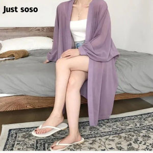 【3 Days Delivery】Long Loose Shawl Cardigan in Womens Shirts and Beach Sun Protection Clothes