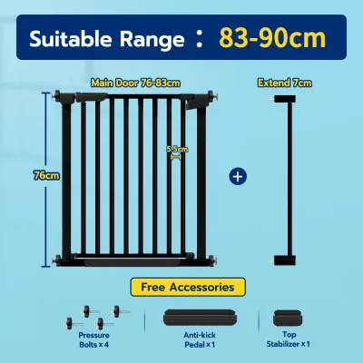 SIV Safety Gate Fence 70-153 CM for Kitchen Stairs to Protect Baby Children Infant and Pets