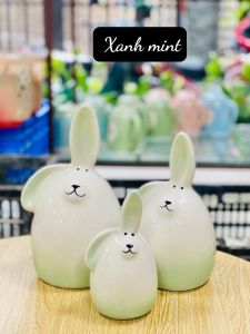Heo đất tiết kiệm cho bé lợn đất siêu đẹp Hình Thỏ Cực Đẹp Dùng Decor Quà Tặng ống heo gốm sứ Bát Tràng