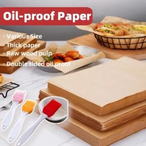 100pcs Disposable Kraft Parchment Paper for Baking Pizza Oil Absorbing Pad Paper Barbecue Fried Chicken Fried Snacks Tray