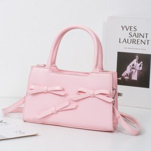 ส่งจากไทยกระเป๋าสะพายไหล่ใบเล็กหน้าโบว์ สะพายข้าง หนัง PU มีซิป หรูหรา แฟชั่นสําหรับผู้หญิง