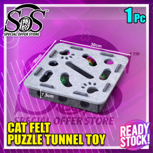 Felt Cat Toy Maze Box Interactive Puzzle Game Scratching Toy Ring Ball Mainan Kucing Scratcher