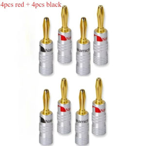 8pcs Matihur banana plugs 24K-plated 4MM Banana Connector with Screw For Audio Jack Speaker Plugs  HiFi